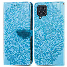 Custodia Portafoglio In Pelle Fantasia Modello Cover con Supporto S04D per Samsung Galaxy M32 4G Blu