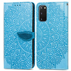 Custodia Portafoglio In Pelle Fantasia Modello Cover con Supporto S04D per Samsung Galaxy S20 5G Blu