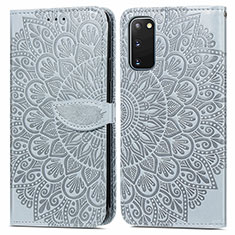 Custodia Portafoglio In Pelle Fantasia Modello Cover con Supporto S04D per Samsung Galaxy S20 5G Grigio