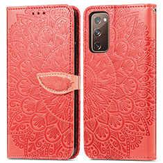 Custodia Portafoglio In Pelle Fantasia Modello Cover con Supporto S04D per Samsung Galaxy S20 FE (2022) 5G Rosso