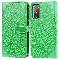 Custodia Portafoglio In Pelle Fantasia Modello Cover con Supporto S04D per Samsung Galaxy S20 FE (2022) 5G Verde