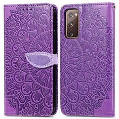 Custodia Portafoglio In Pelle Fantasia Modello Cover con Supporto S04D per Samsung Galaxy S20 FE 5G Viola