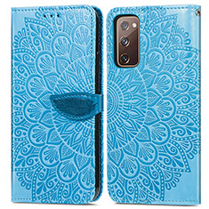 Custodia Portafoglio In Pelle Fantasia Modello Cover con Supporto S04D per Samsung Galaxy S20 Lite 5G Blu
