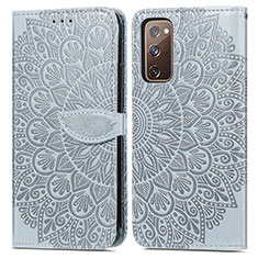 Custodia Portafoglio In Pelle Fantasia Modello Cover con Supporto S04D per Samsung Galaxy S20 Lite 5G Grigio