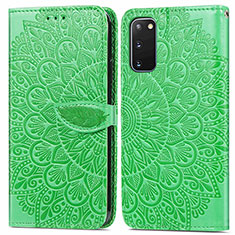 Custodia Portafoglio In Pelle Fantasia Modello Cover con Supporto S04D per Samsung Galaxy S20 Verde