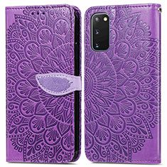 Custodia Portafoglio In Pelle Fantasia Modello Cover con Supporto S04D per Samsung Galaxy S20 Viola