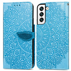 Custodia Portafoglio In Pelle Fantasia Modello Cover con Supporto S04D per Samsung Galaxy S21 5G Blu