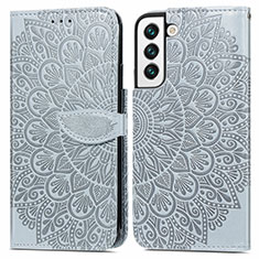 Custodia Portafoglio In Pelle Fantasia Modello Cover con Supporto S04D per Samsung Galaxy S21 5G Grigio