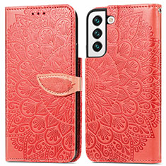 Custodia Portafoglio In Pelle Fantasia Modello Cover con Supporto S04D per Samsung Galaxy S21 5G Rosso