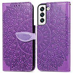 Custodia Portafoglio In Pelle Fantasia Modello Cover con Supporto S04D per Samsung Galaxy S21 5G Viola
