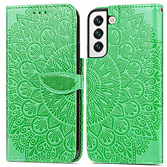 Custodia Portafoglio In Pelle Fantasia Modello Cover con Supporto S04D per Samsung Galaxy S21 FE 5G Verde
