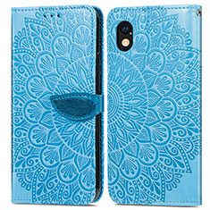 Custodia Portafoglio In Pelle Fantasia Modello Cover con Supporto S04D per Sony Xperia Ace III Blu