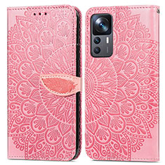 Custodia Portafoglio In Pelle Fantasia Modello Cover con Supporto S04D per Xiaomi Mi 12T 5G Oro Rosa