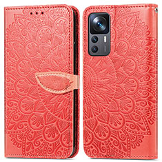 Custodia Portafoglio In Pelle Fantasia Modello Cover con Supporto S04D per Xiaomi Mi 12T 5G Rosso