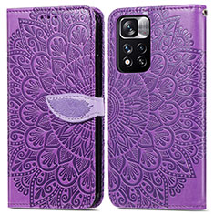 Custodia Portafoglio In Pelle Fantasia Modello Cover con Supporto S04D per Xiaomi Poco X4 NFC Viola