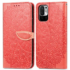Custodia Portafoglio In Pelle Fantasia Modello Cover con Supporto S04D per Xiaomi Redmi Note 10 JE 5G Rosso