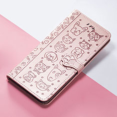 Custodia Portafoglio In Pelle Fantasia Modello Cover con Supporto S05D per Google Pixel 4a Oro Rosa