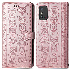 Custodia Portafoglio In Pelle Fantasia Modello Cover con Supporto S05D per Huawei Honor X10 Max 5G Oro Rosa