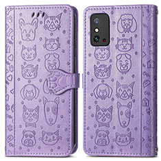 Custodia Portafoglio In Pelle Fantasia Modello Cover con Supporto S05D per Huawei Honor X10 Max 5G Viola