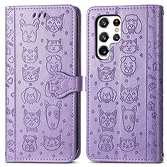 Custodia Portafoglio In Pelle Fantasia Modello Cover con Supporto S05D per Samsung Galaxy S21 Ultra 5G Viola