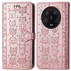 Custodia Portafoglio In Pelle Fantasia Modello Cover con Supporto S05D per Xiaomi Mi 13 Ultra 5G Oro Rosa