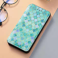 Custodia Portafoglio In Pelle Fantasia Modello Cover con Supporto S06D per Samsung Galaxy S21 Plus 5G Verde