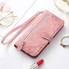 Custodia Portafoglio In Pelle Fantasia Modello Cover con Supporto S07D per Samsung Galaxy S21 Plus 5G Oro Rosa