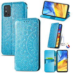 Custodia Portafoglio In Pelle Fantasia Modello Cover con Supporto S09D per Huawei Honor X10 Max 5G Blu