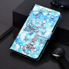 Custodia Portafoglio In Pelle Fantasia Modello Cover con Supporto Y01B per Samsung Galaxy A20e Azzurro