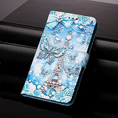 Custodia Portafoglio In Pelle Fantasia Modello Cover con Supporto Y01B per Samsung Galaxy A21s Azzurro