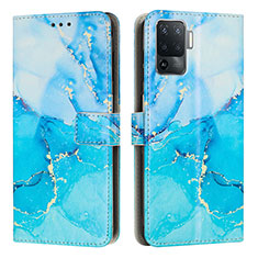 Custodia Portafoglio In Pelle Fantasia Modello Cover con Supporto Y01X per Oppo Reno5 F Blu