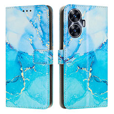 Custodia Portafoglio In Pelle Fantasia Modello Cover con Supporto Y01X per Realme Narzo N55 Blu