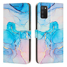 Custodia Portafoglio In Pelle Fantasia Modello Cover con Supporto Y01X per Samsung Galaxy A02s Cielo Blu
