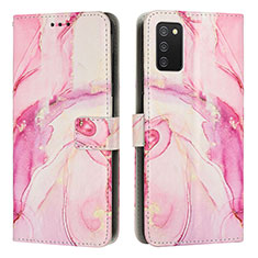 Custodia Portafoglio In Pelle Fantasia Modello Cover con Supporto Y01X per Samsung Galaxy A02s Rosa