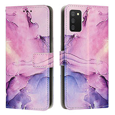 Custodia Portafoglio In Pelle Fantasia Modello Cover con Supporto Y01X per Samsung Galaxy A03s Viola