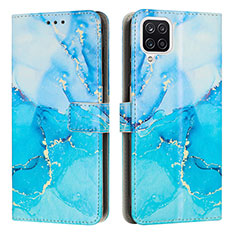 Custodia Portafoglio In Pelle Fantasia Modello Cover con Supporto Y01X per Samsung Galaxy A12 Nacho Blu