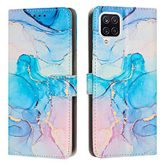 Custodia Portafoglio In Pelle Fantasia Modello Cover con Supporto Y01X per Samsung Galaxy A12 Nacho Cielo Blu