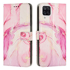 Custodia Portafoglio In Pelle Fantasia Modello Cover con Supporto Y01X per Samsung Galaxy A12 Nacho Rosa