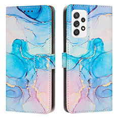 Custodia Portafoglio In Pelle Fantasia Modello Cover con Supporto Y01X per Samsung Galaxy A52 5G Cielo Blu