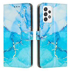 Custodia Portafoglio In Pelle Fantasia Modello Cover con Supporto Y01X per Samsung Galaxy A52s 5G Blu