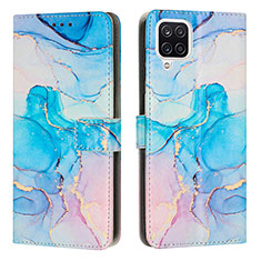 Custodia Portafoglio In Pelle Fantasia Modello Cover con Supporto Y01X per Samsung Galaxy F12 Cielo Blu