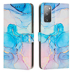 Custodia Portafoglio In Pelle Fantasia Modello Cover con Supporto Y01X per Samsung Galaxy S20 FE (2022) 5G Cielo Blu