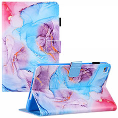 Custodia Portafoglio In Pelle Fantasia Modello Cover con Supporto Y02B per Apple iPad Mini 4 Cielo Blu