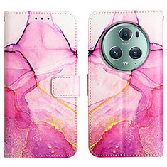 Custodia Portafoglio In Pelle Fantasia Modello Cover con Supporto Y02B per Huawei Honor Magic5 Pro 5G Rosa Caldo