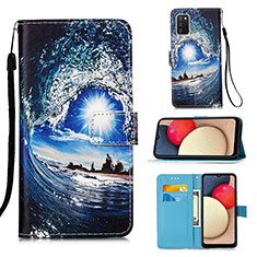 Custodia Portafoglio In Pelle Fantasia Modello Cover con Supporto Y02B per Samsung Galaxy A03s Blu Notte