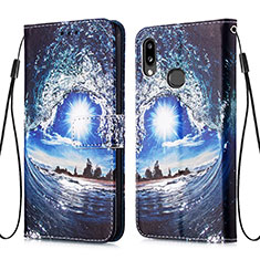 Custodia Portafoglio In Pelle Fantasia Modello Cover con Supporto Y02B per Samsung Galaxy A10s Blu Notte