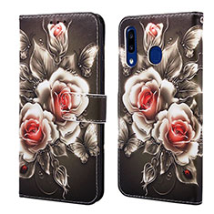 Custodia Portafoglio In Pelle Fantasia Modello Cover con Supporto Y02B per Samsung Galaxy A30 Nero