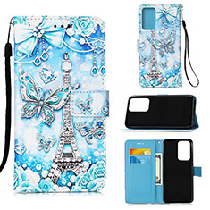 Custodia Portafoglio In Pelle Fantasia Modello Cover con Supporto Y02B per Samsung Galaxy A33 5G Azzurro