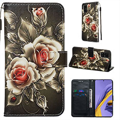 Custodia Portafoglio In Pelle Fantasia Modello Cover con Supporto Y02B per Samsung Galaxy A51 4G Nero