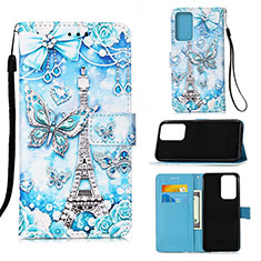 Custodia Portafoglio In Pelle Fantasia Modello Cover con Supporto Y02B per Samsung Galaxy A53 5G Azzurro